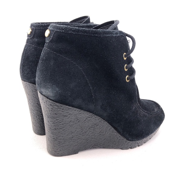 Michael Kors Rory Black Leather Wedge Ankle Booties 10M - Picture 5 of 13